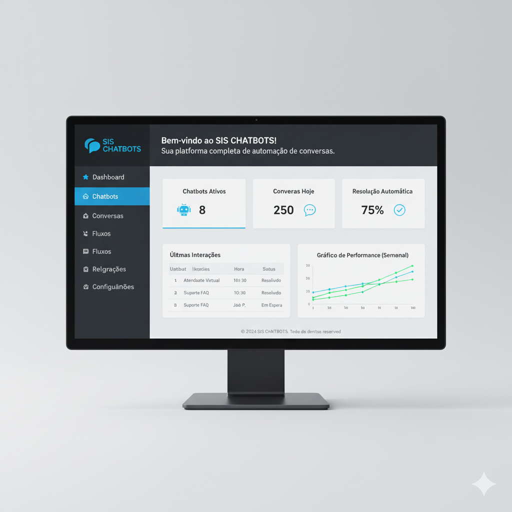 Mockup da plataforma CHATBOTS IA