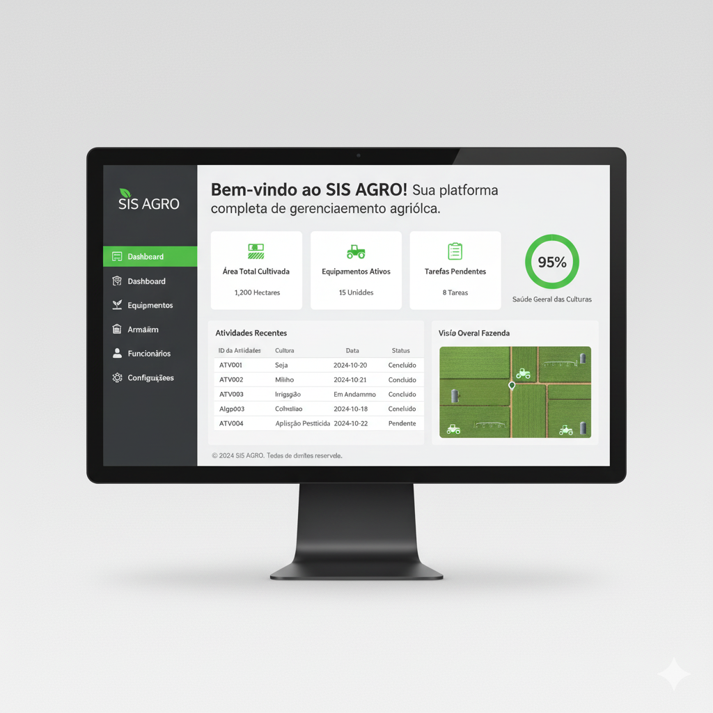 Mockup da plataforma SIS AGRO