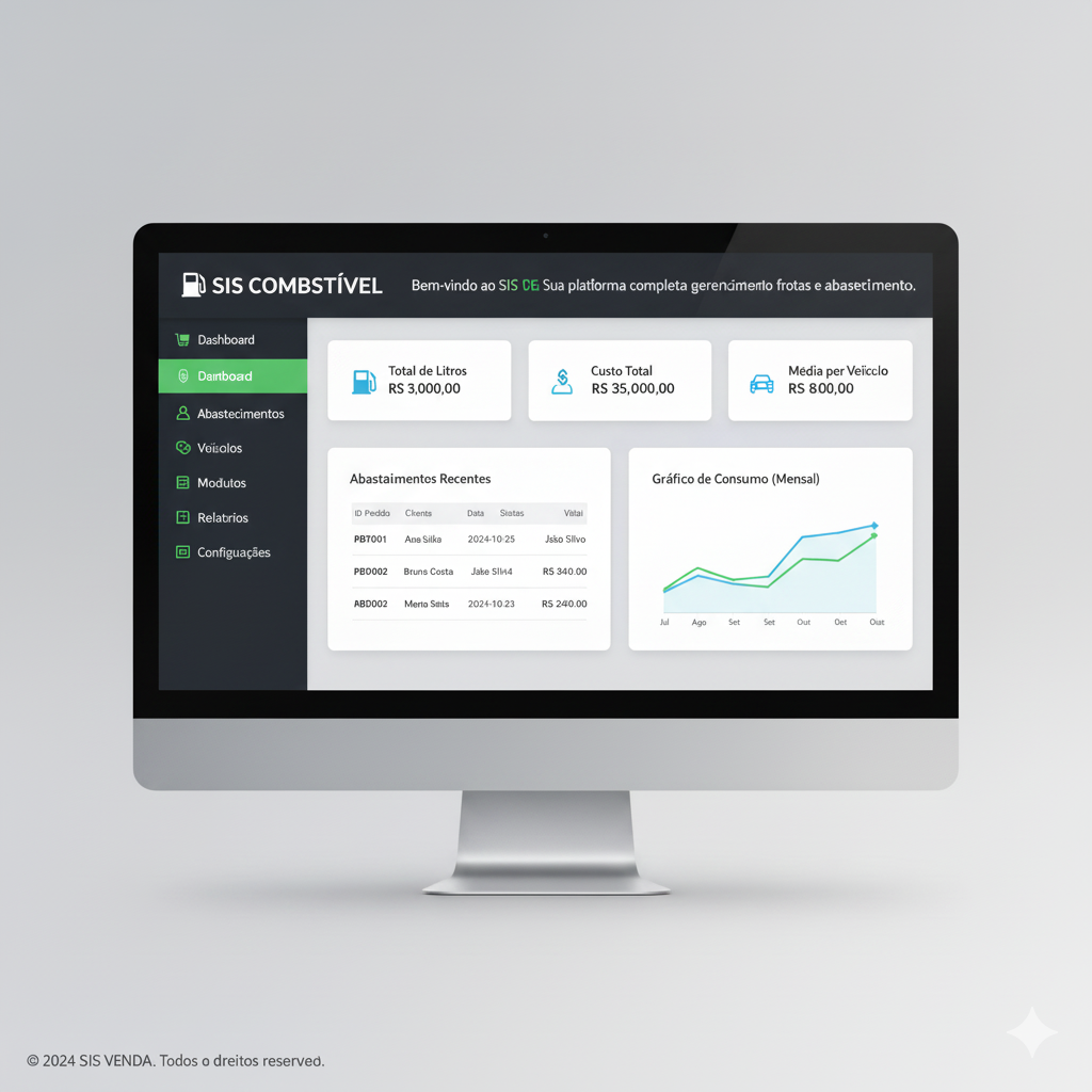 Mockup da plataforma SIS COMBUSTÍVEL