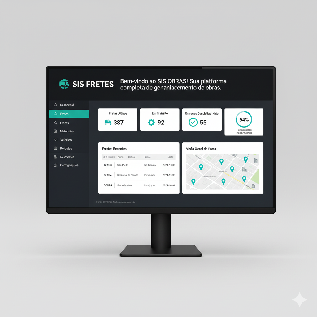 Mockup da plataforma SIS FRETE