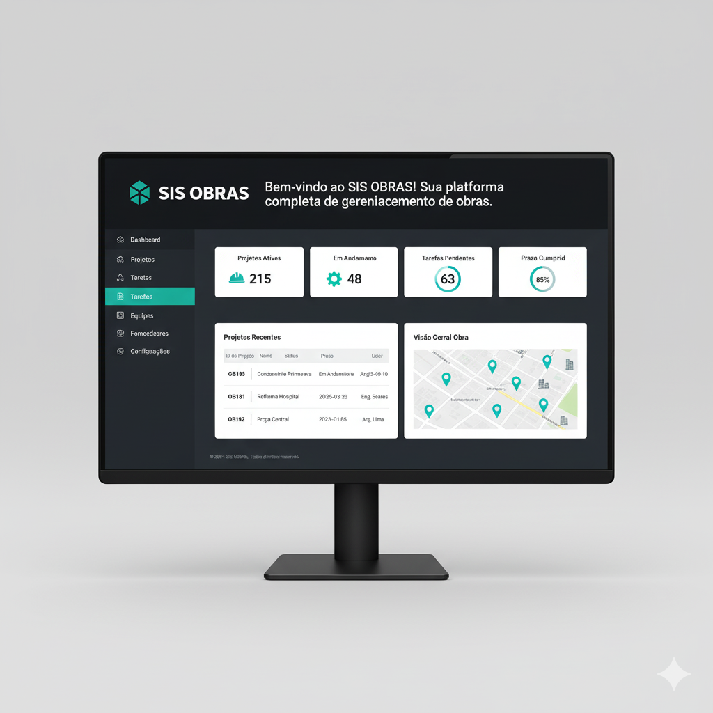 Mockup da plataforma SIS OBRA