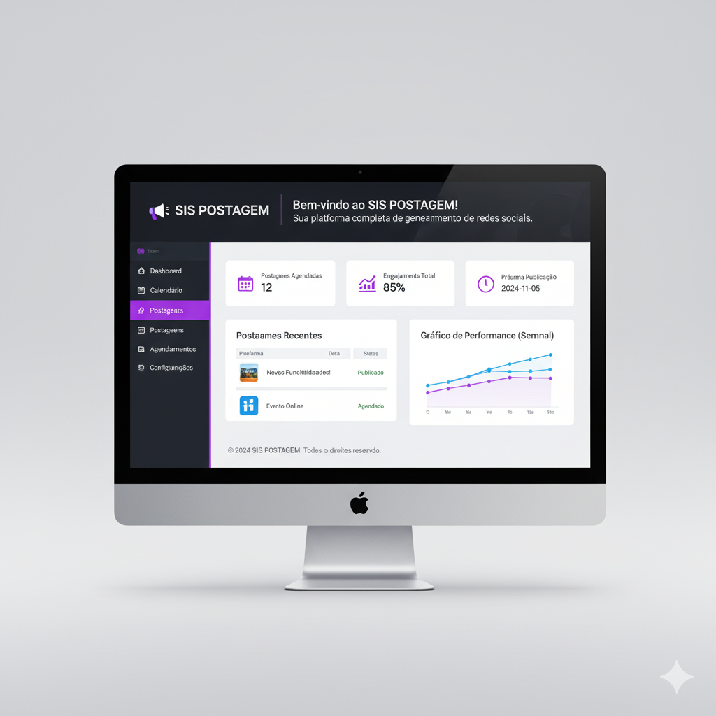 Mockup da plataforma SIS POSTAGEM